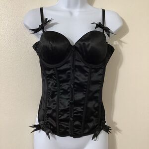 Native Vintage Y2K Coquette Dollette Bow Button Gothic Satin Corset Bustier 36B